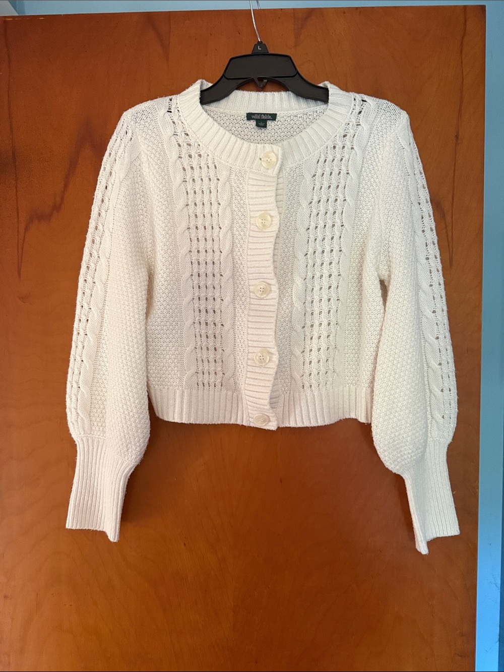 Wild Fable Cable Knit Button-Front Cropped Women's Cardigan